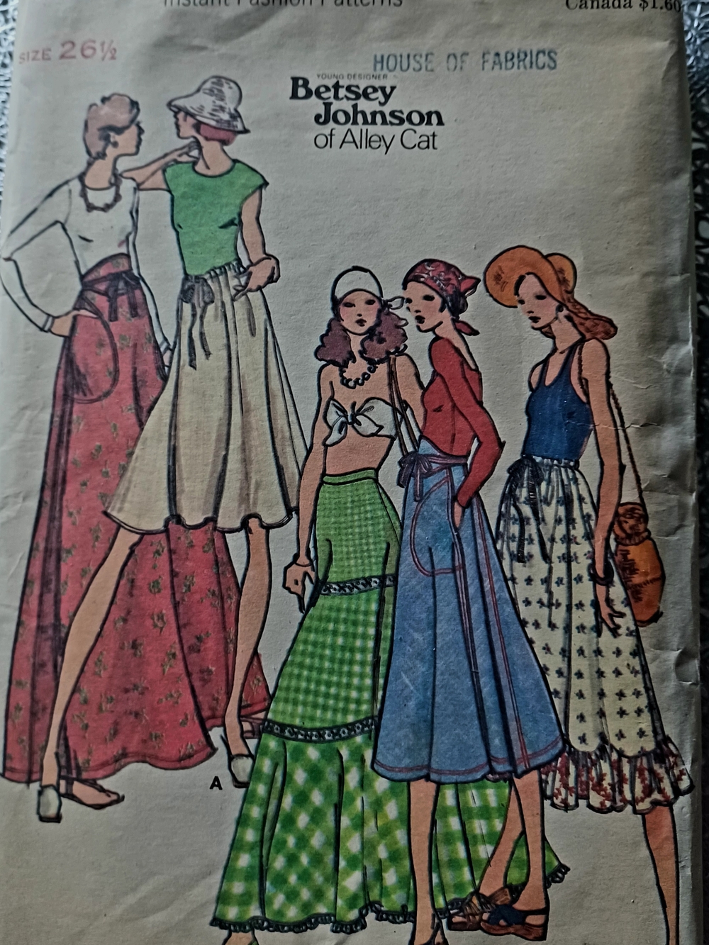 Butterick Pattern Vintage (1970) Betsey Johnson Alley Cat Skirts In Muli Styles.